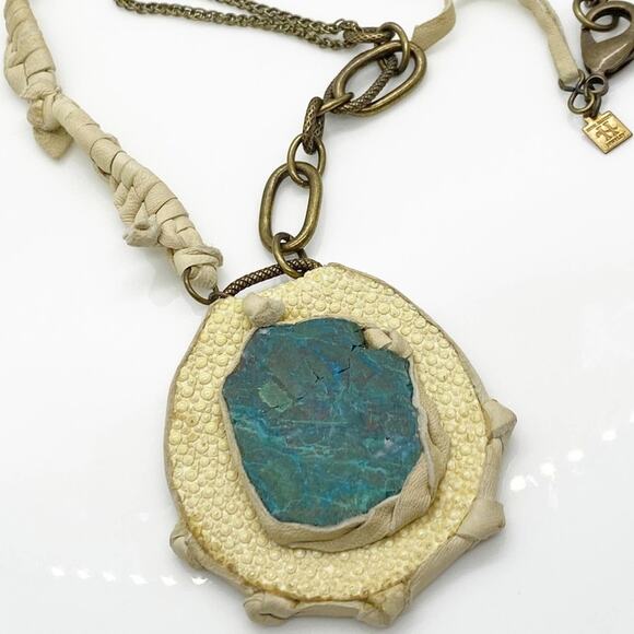 NEW Free People X Annie Hammer Leather Stone Necklace - Picture 2 of 16